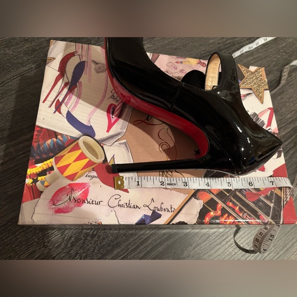 Christian Louboutin 20th Anniversary Pensee Black Patent Leather & Suede Heels - Picture 9 of 16
